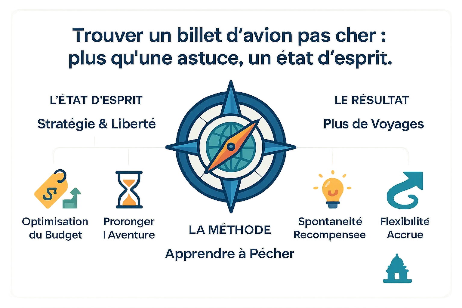 Vue aérienne d'un avion survolant des montagnes, illustrant la philosophie des billets d'avion pas chers