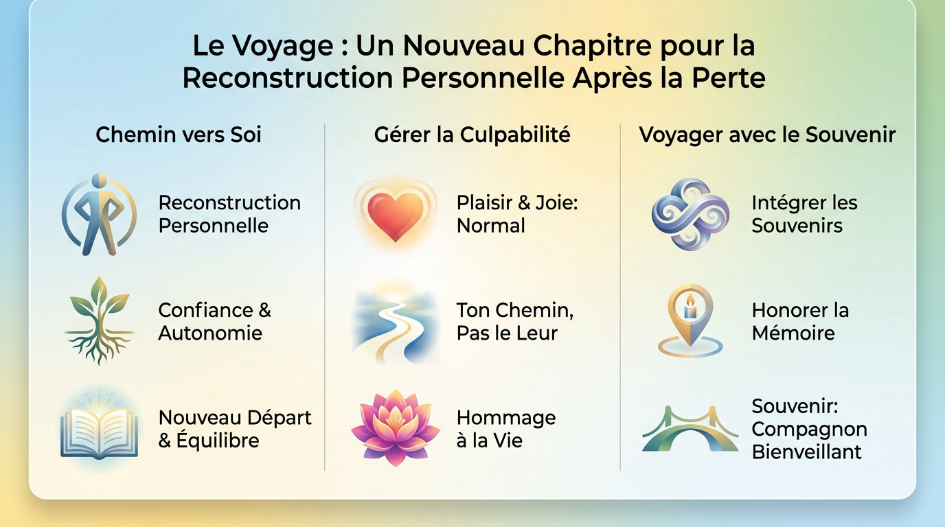 Femme seule contemplant un paysage apaisant, symbolisant la reconstruction par le voyage