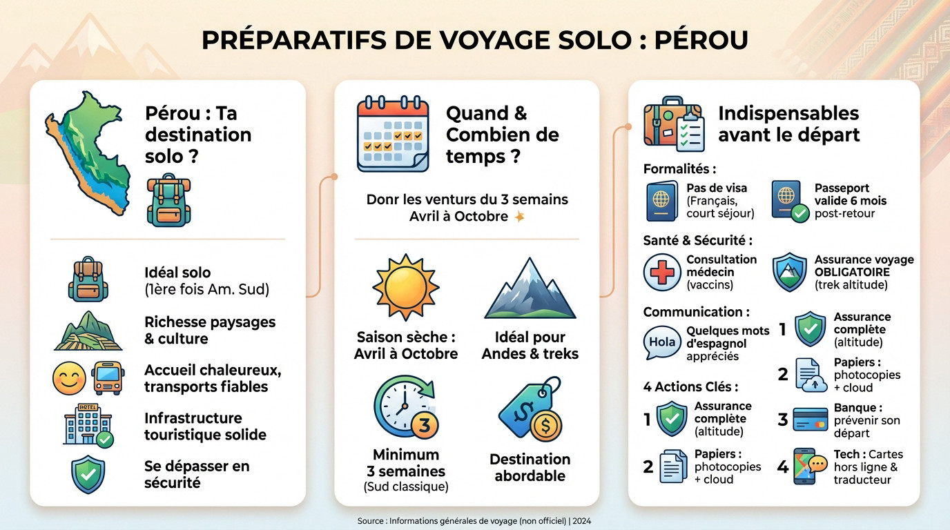 Femme préparant son sac à dos pour un voyage solo au Pérou