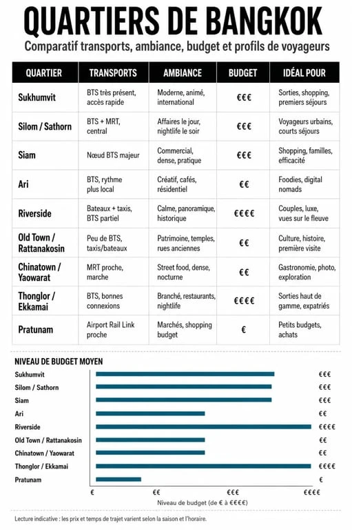 Comparatif des quartiers où loger à Bangkok pour choisir son hôtel selon son profil
