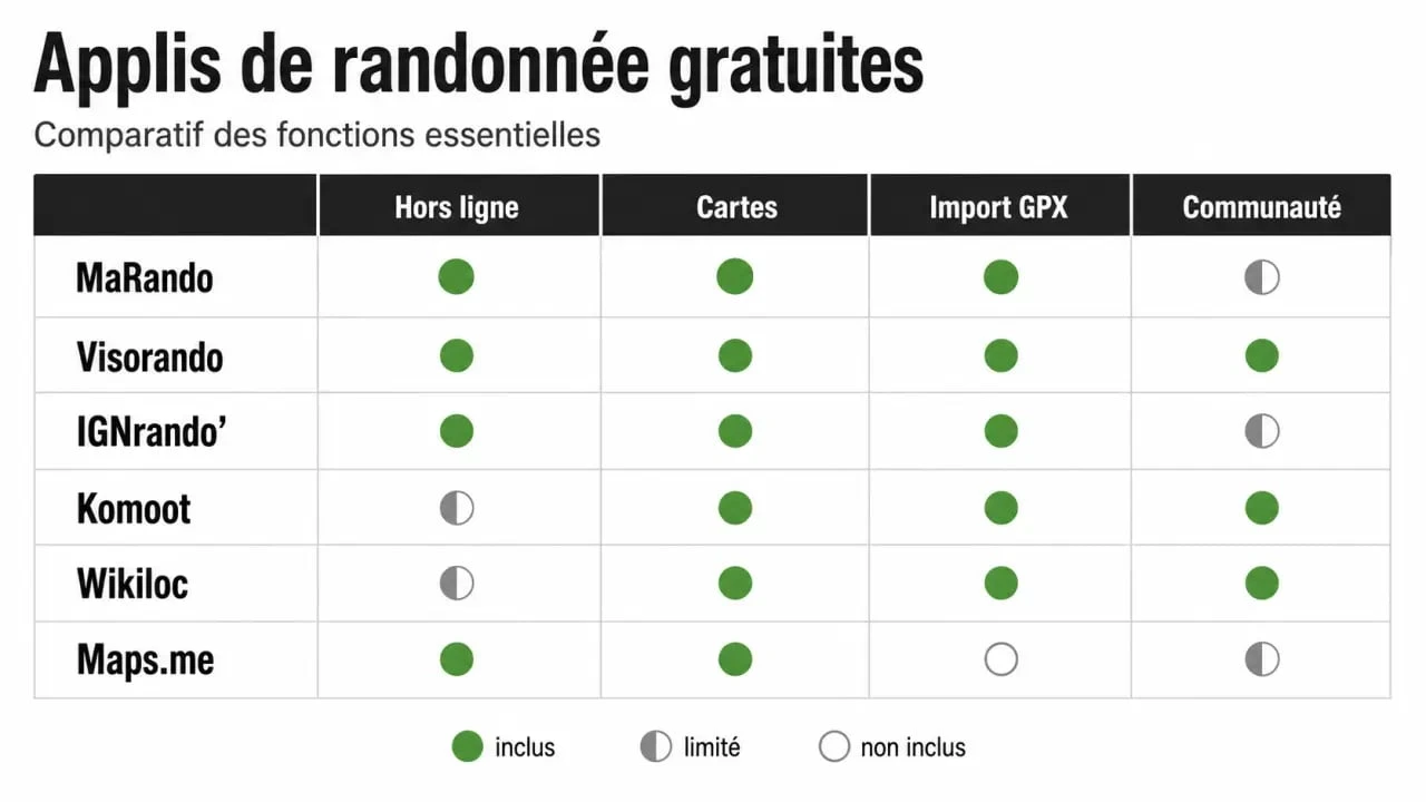 Comparatif de la meilleure appli randonnée gratuite selon le hors ligne, le GPX et les cartes