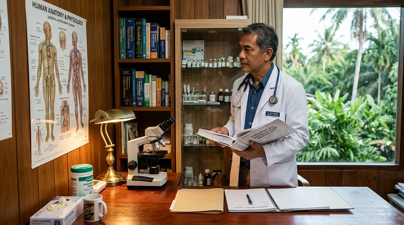 Docteur en blouse blanche consulte dans son bureau médical